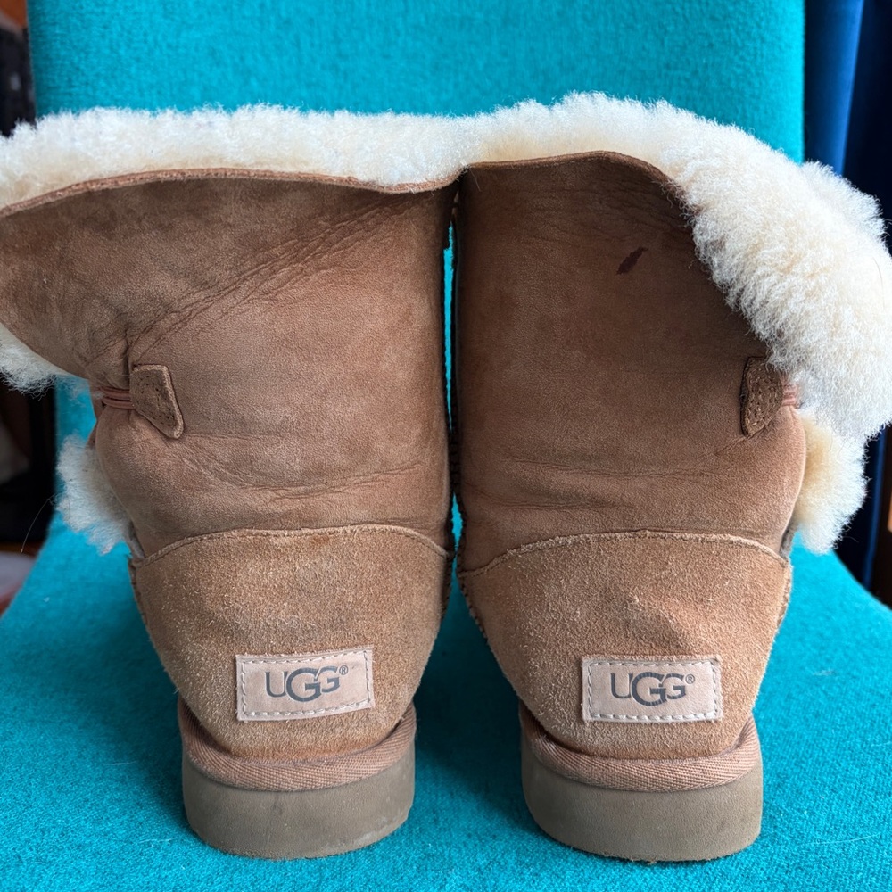 Ugg Chestnut Button Suede Shearling Winter Boots - image 2